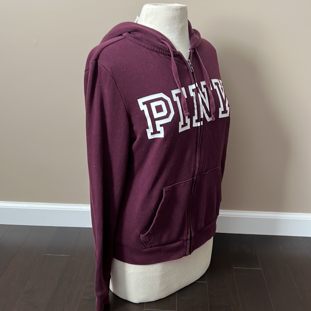 Victoria’s Secret PINK lightweight zip up hoodie maroon sz S - Picture 2 of 5